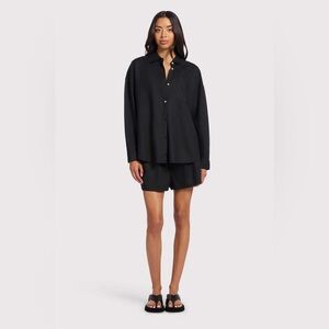 NWT Viral Nuuds Linen Boyfriend Shirt in Black